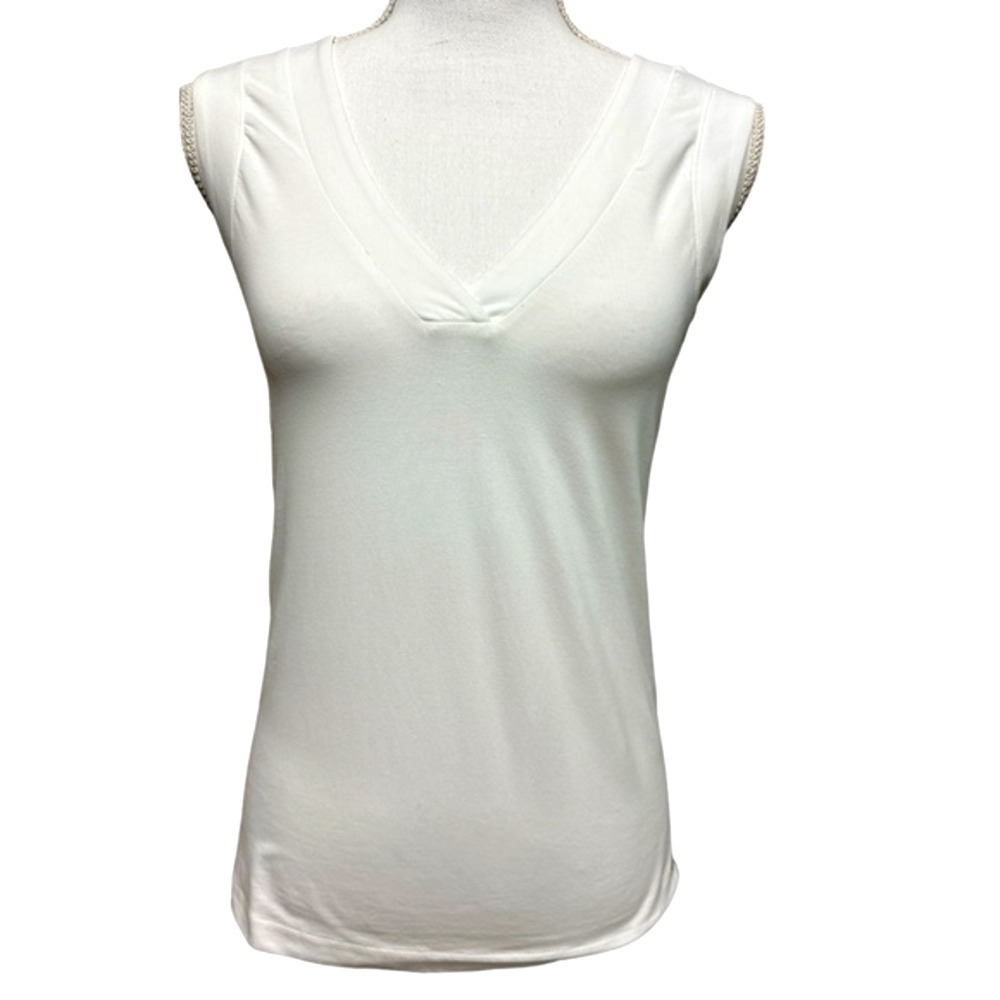Armani Exchange White Nautical Inspired Stretchy Top‎ Size S